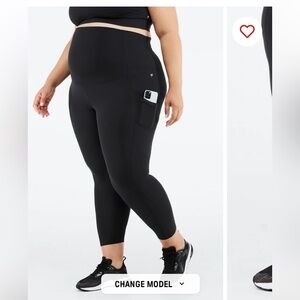 Fabletics High-Waisted Maternity PureLuxe 7/8 Leggings, Black,1X